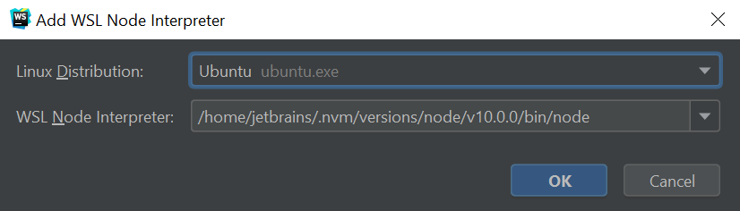 在WSL上配置Node.js作为默认项目节点解释器