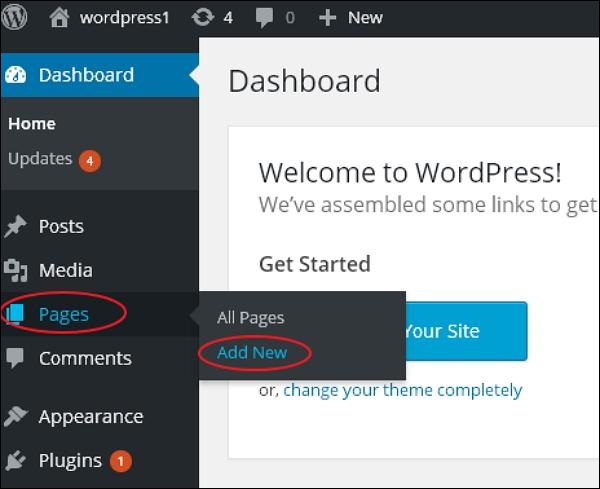 WordPress Add Pages