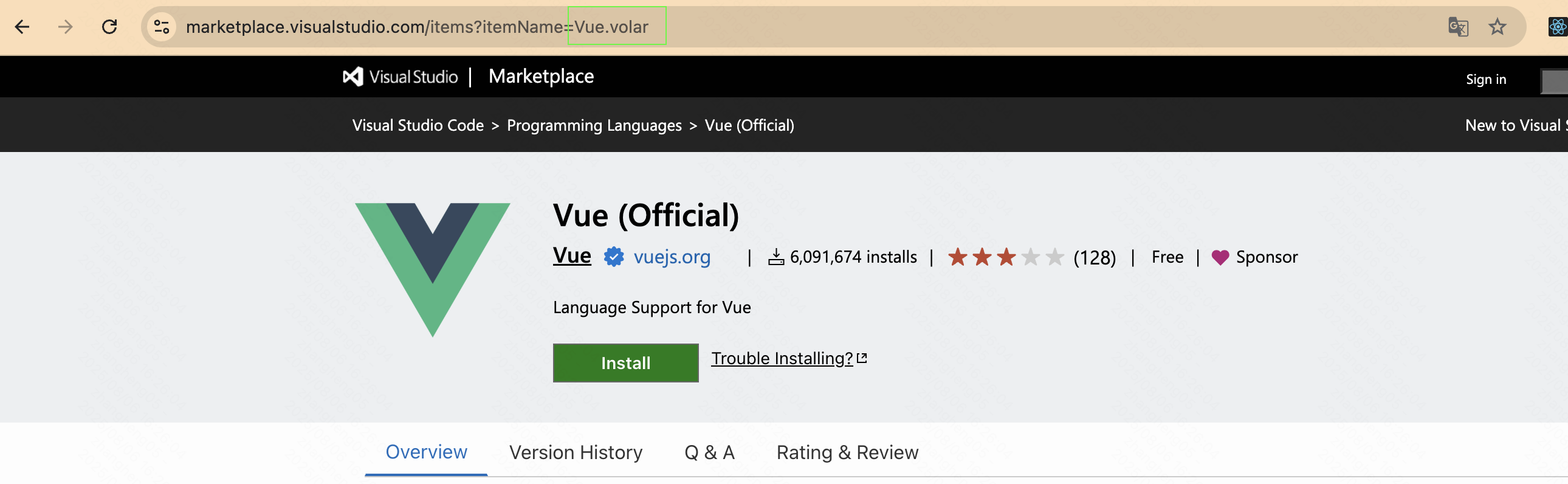 VS Code 市场扩展信息