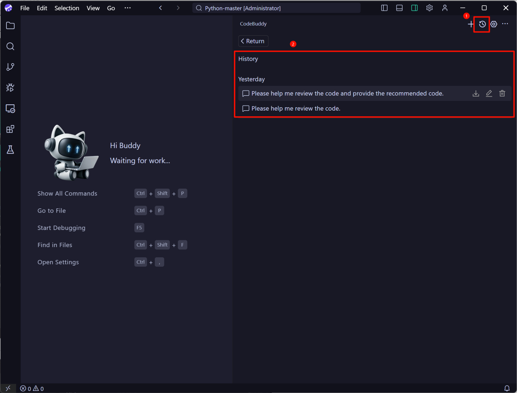 CodeBuddy IDE Chat 模式导出