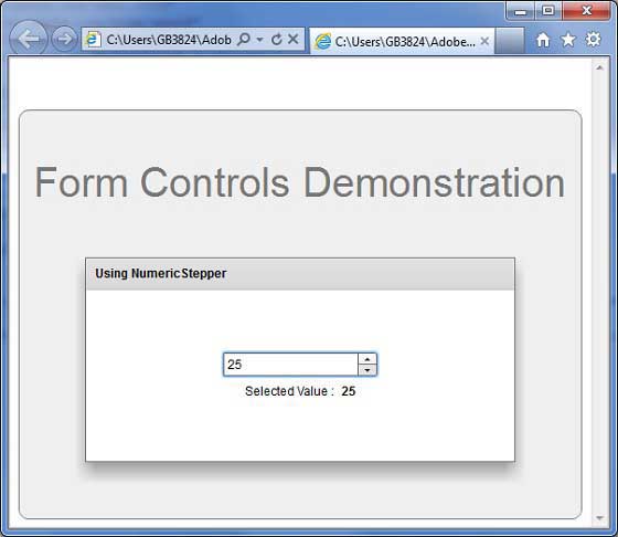 Flex NumericStepper Control