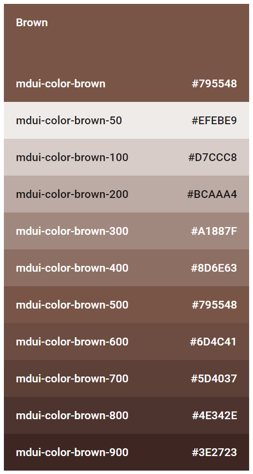 www.mdui.org - brown 色板