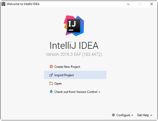 IntelliJ IDEA的欢迎界面