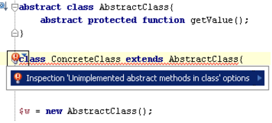 IntelliJ IDEA代码检查示例：类中未实现的抽象方法