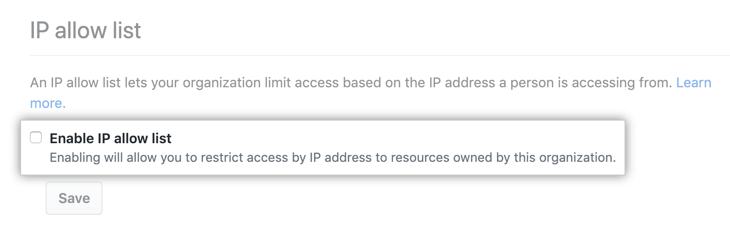 允许 IP 地址的复选框