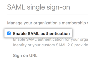 用于启用 SAML SSO 的复选框