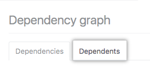 Dependents tab on the dependency graph page