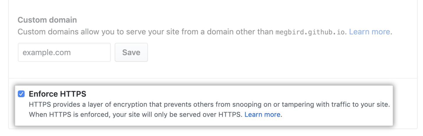 对自定义域名强制使用 HTTPS 选项