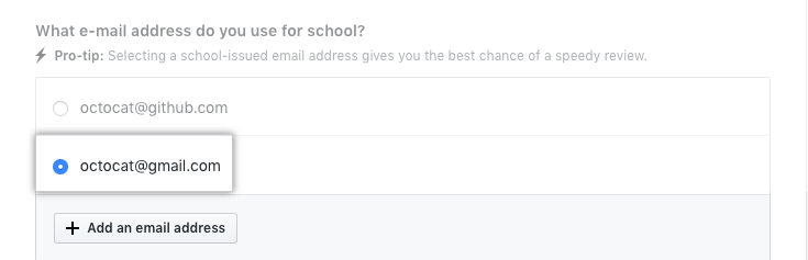 选择电子邮件地址