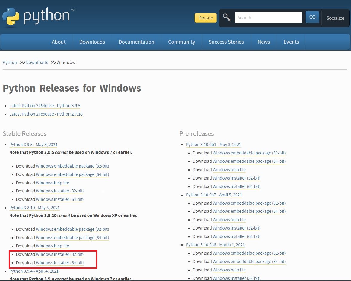 windows的python版本列表