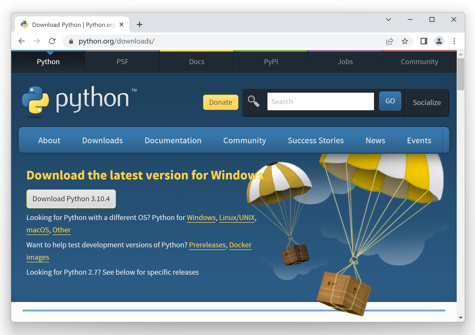 Python安装包官网下载页面