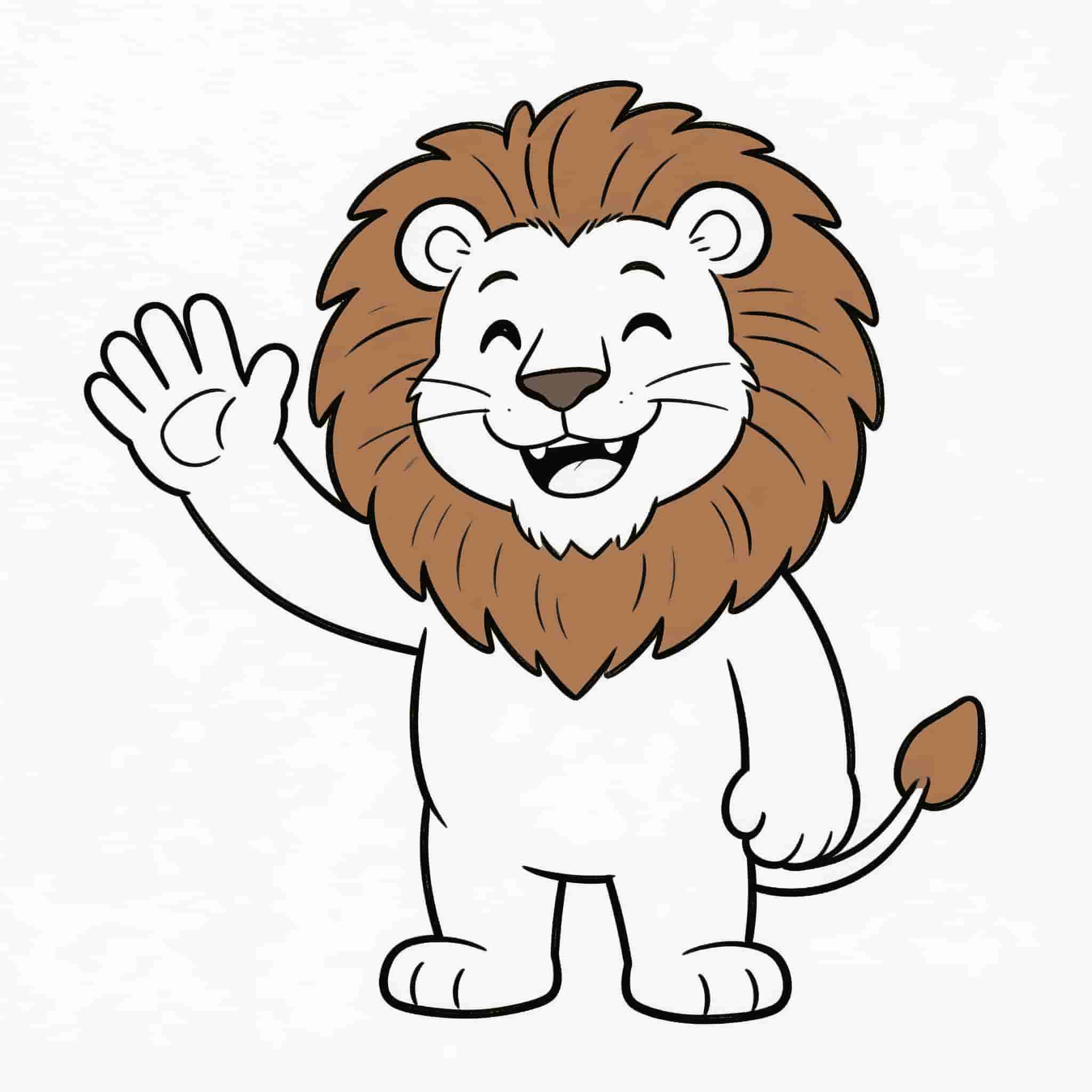 jimeng-2026-03-18-8322-一个拟人的大狮兄在镜头前大招呼，简笔画风格