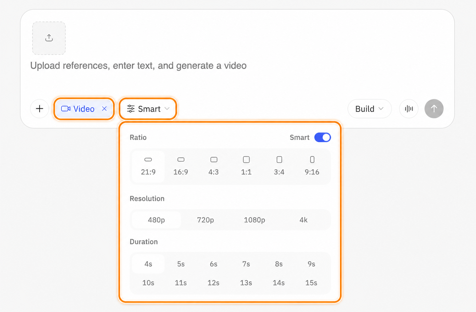 选择 Smart 或打开 Video 设置。