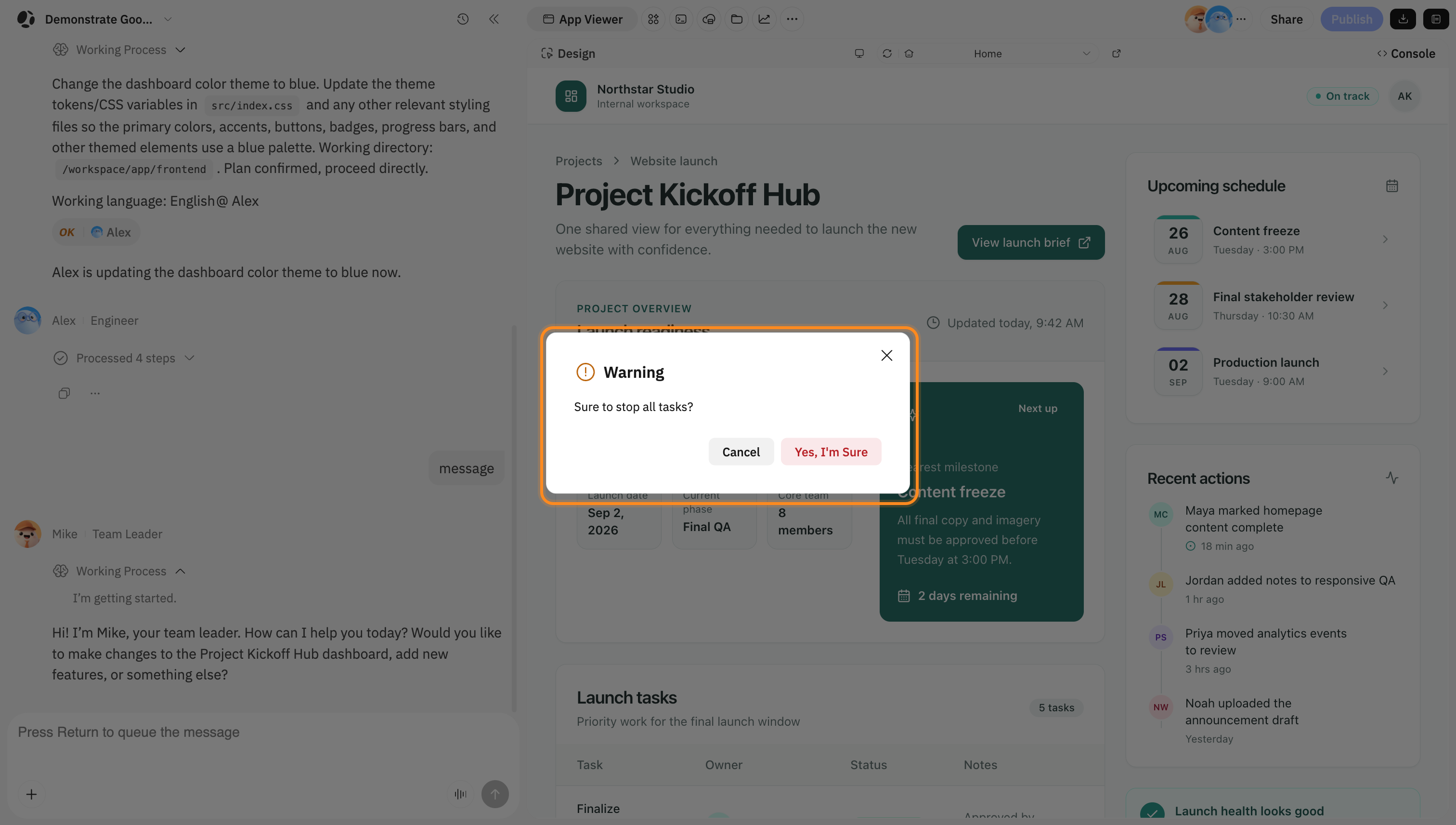 Stop all active tasks