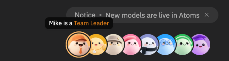 悬停在 Mike 的头像上会显示他的 Team Leader 角色。