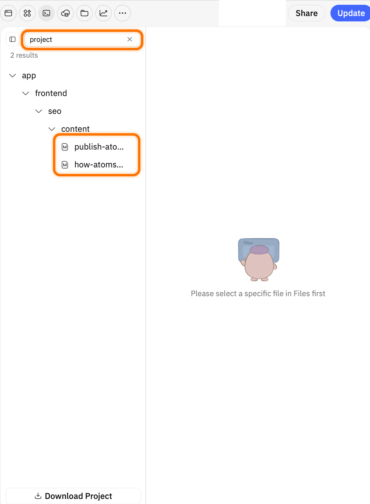 按文件或文件夹名称搜索 Editor 文件树。