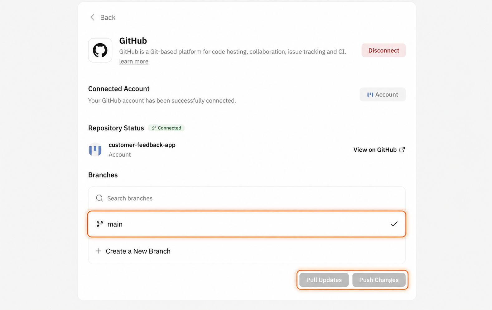 对所选分支使用 Pull Updates 和 Push Changes。