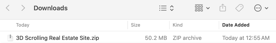 Downloads 文件夹中已下载的项目 ZIP 压缩包。