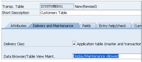 Maintenance Table